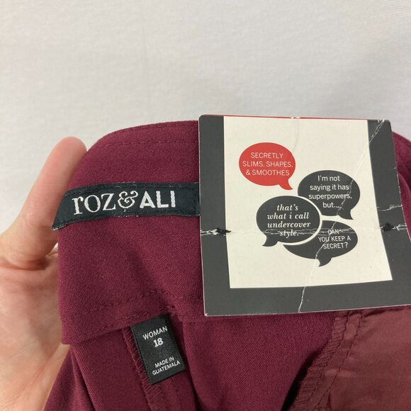 New Roz & Ali size 18 Burgundy Tummy Control Stretch Pull-on Straight Leg Pants - Picture 2 of 10